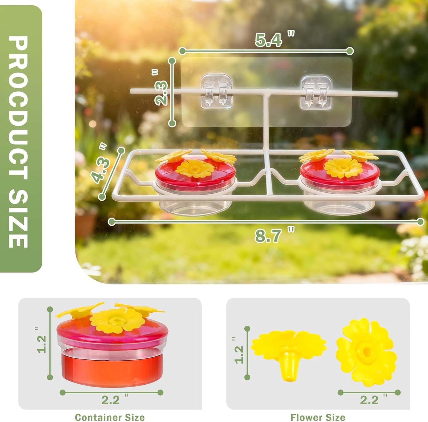 Window Hummingbird Feeders for Outdoors: Easy to Clean and Refil Nectar(2 oz) - Suitable for Sliding Glass Doors on Windows and Balcony - Gifts for Mom Dad Cats