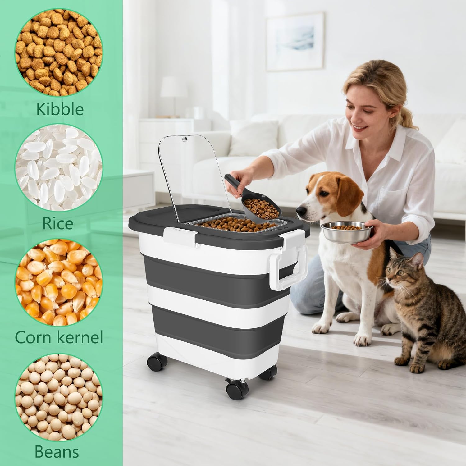 ShineMe Dog Food Storage Container, 30 Lbs Collapsible Food Storage Co
