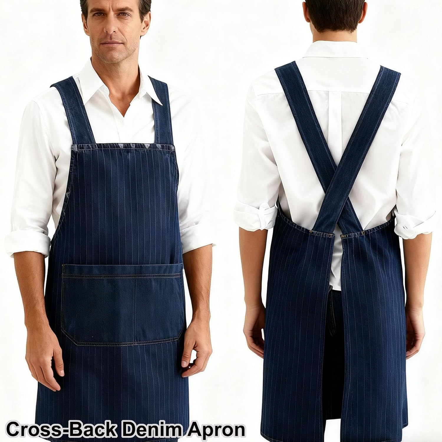 Adult Jour Apron, Lightweight Cotton Apron with Front Pocket, Denim Cr