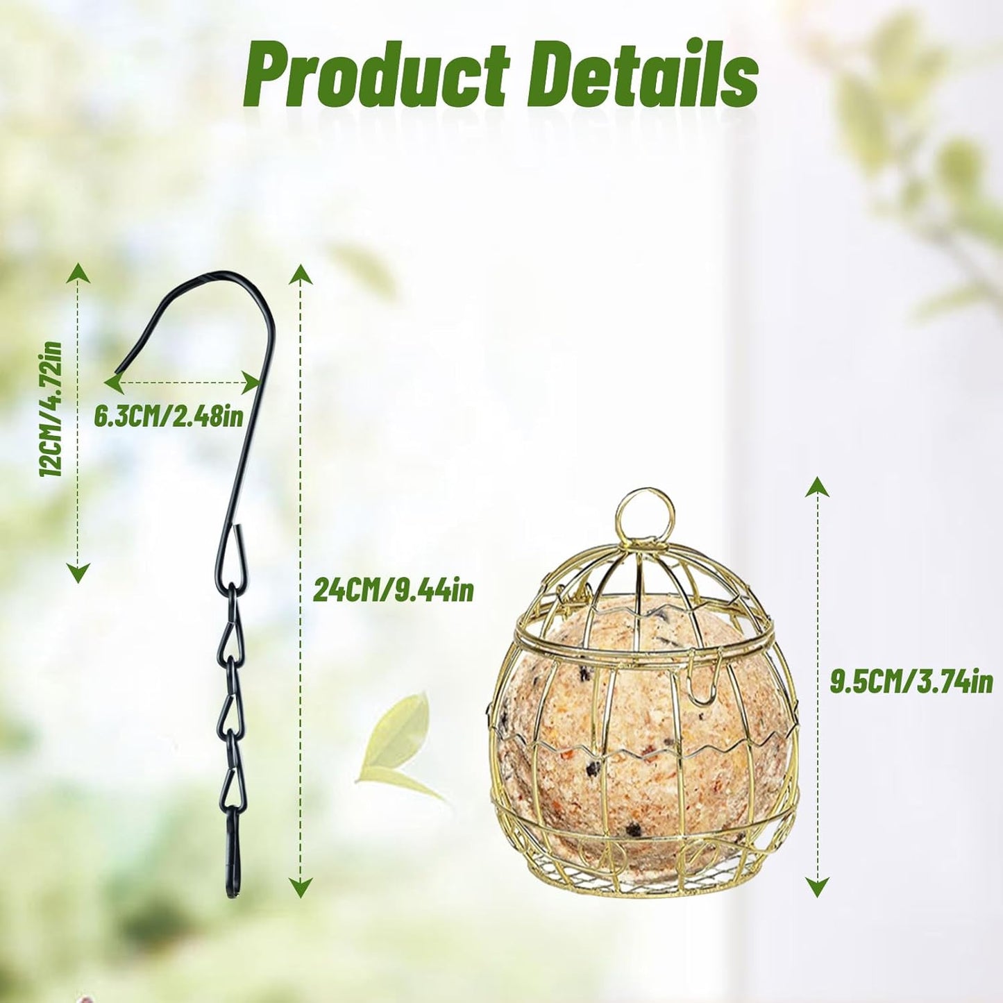 8pcs Suet Ball Feeders - Metal Hanging Bird Feeder with Hooks for Wild Birds Outdoor Garden