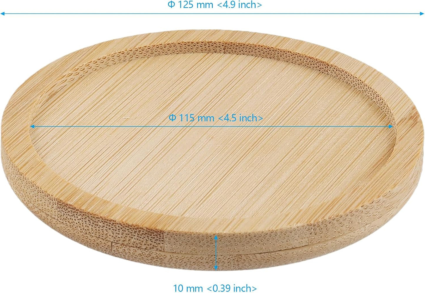 20 PCS 5 Inch Natural Bamboo Coasters, Round Bamboo Planter Saucer Trays, Wooden Drink Coasters for Drinks Plant Pots