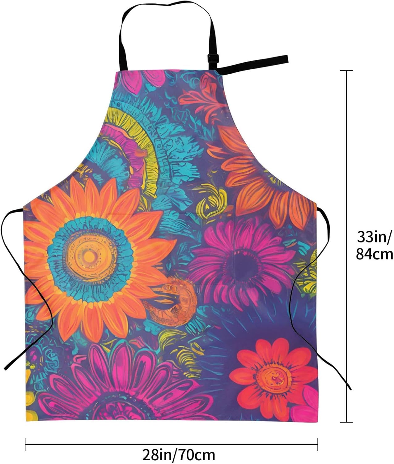 YANYU Bright Color Print 28x33 In Kitchen Apron Stylish Chef Apron wit