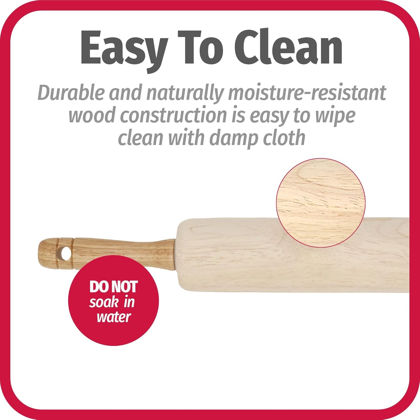 GoodCook Everyday Rolling Pin, 17 inches, Wood