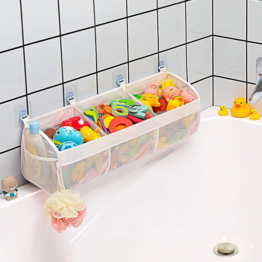 Original 3 Compartment Horizontal Large Openings Bath Toy Organizer fo