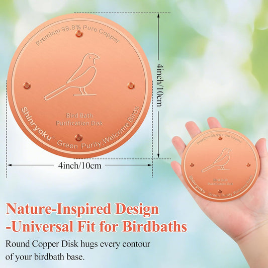 Bird Bath Copper Disk, Premium 99.99% Pure Copper, Less Cleaning Frequency, 0.6mm Pure Copper Cleaning Disk, Bird Bath Accessories, Physical Safe Water Purify Outdoor Bird Bowls
