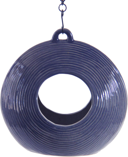 Byer of Maine Circle Fly Through Heather Blue Bird Feeder for Outside,