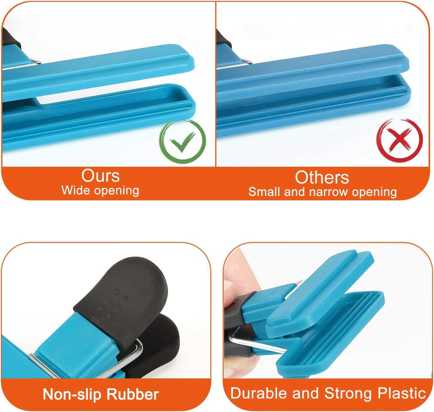TACGEA Chip Clips, 8 Pack Food Clips, Upgrade Wide Open Bag Clips for 