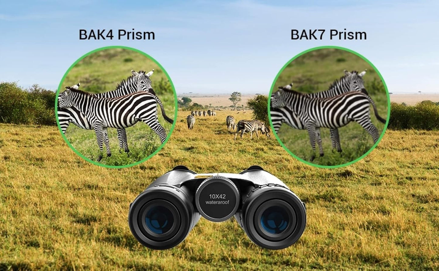 10x42 Binoculars for Adults High Powered - HD Binoculars for Bird Watching, and Hunting w. Carrying Bag - Travel Essentials, Cruise Ship Essentials and Camping Gear