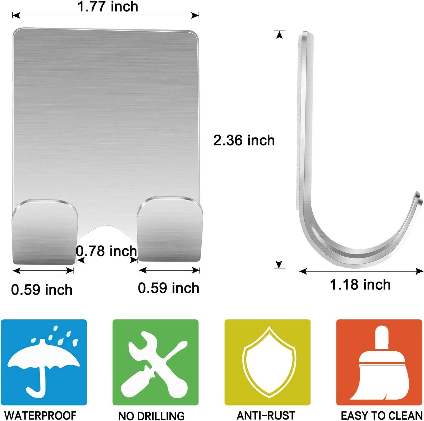 Razor Holder Shaver Hook Hanger Stand(2 Pack)Self Adhesive Stainless S