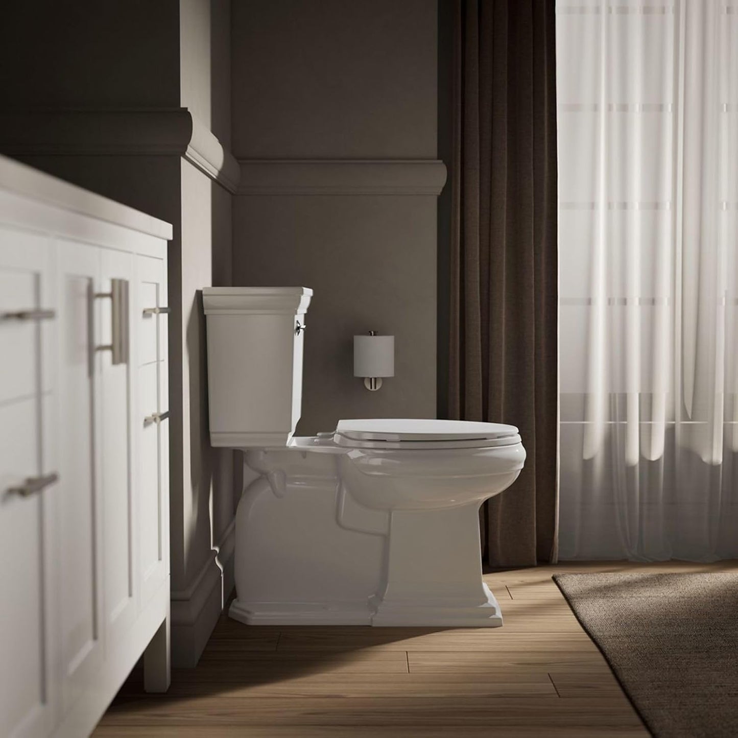 KOHLER 20110-0 Brevia, Slow Close Toilet Seat, Elongated Toilet Seat, Grip-Tight Bumpers Quick-Attach Hardware, White