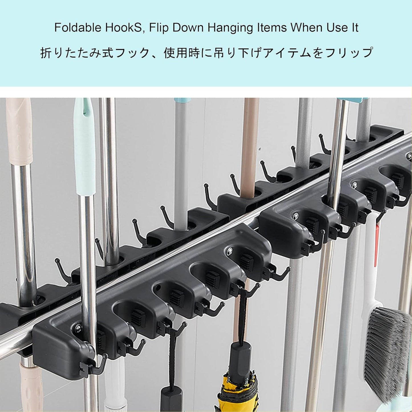 Utility Holder for Mops and Brooms,Movable Floor-Mounted Commercial Mo