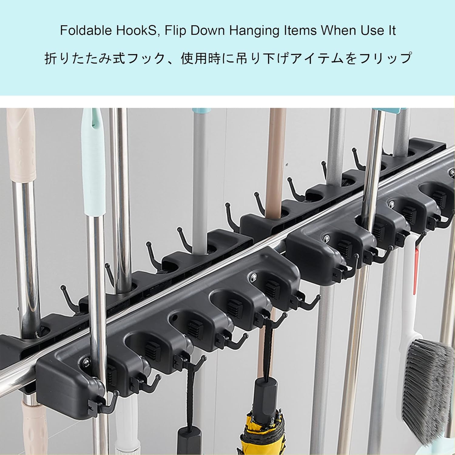 Utility Holder for Mops and Brooms,Movable Floor-Mounted Commercial Mo