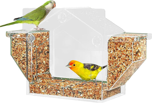Bird Feeder Window - Clear Suction Cup Finch Feeding Box,Squirrel Proo