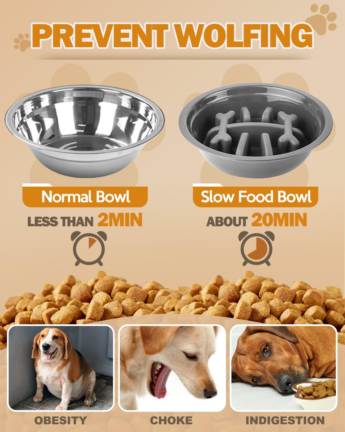 Elevated Dog Bowls for Medium Size Dogs, Non-Slip Dog Feeder with 1*St