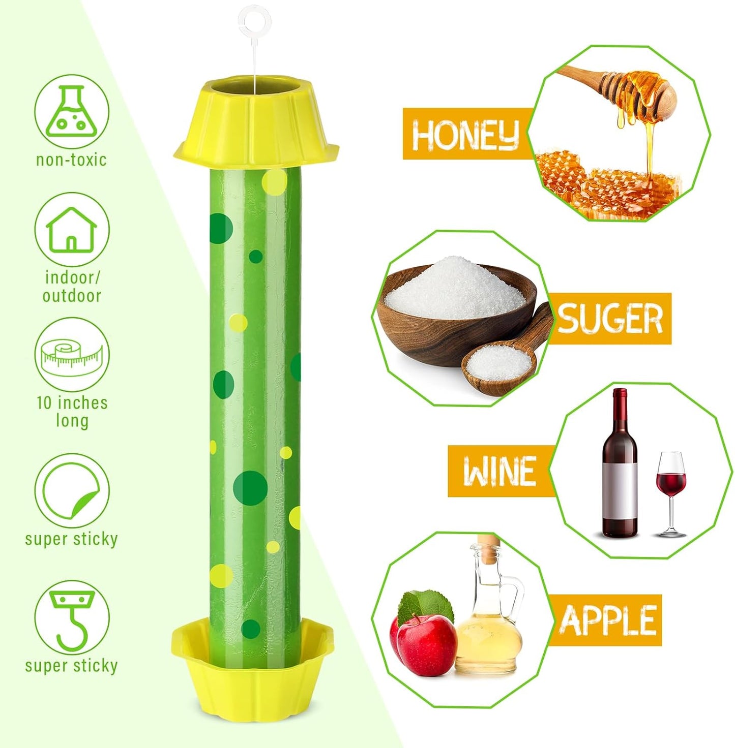 Qualirey 12 Pcs Sticky Fly Trap Fly Stick with Hanging Hook Adhesive M