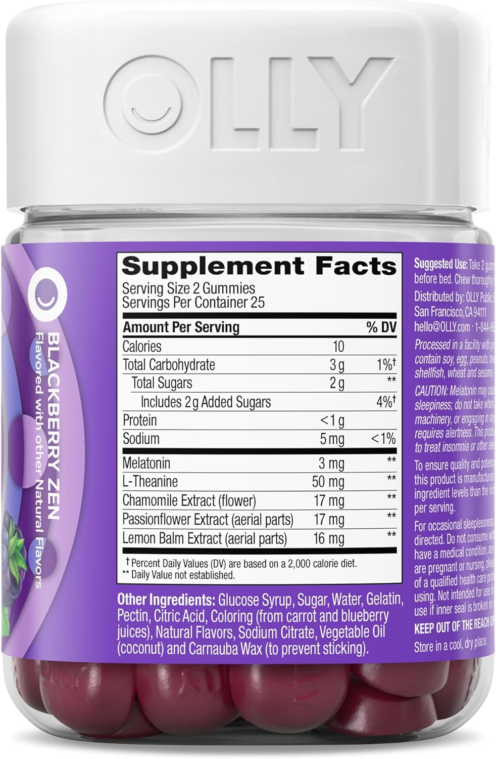 OLLY Restful Sleep Gummy Supplement with Melatonin & L-Theanine Chamom