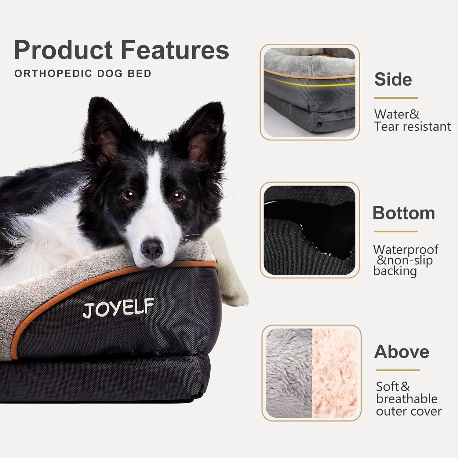 JOYELF Large Memory Foam Dog Bed, Orthopedic Dog Bed & Sofa with Remov