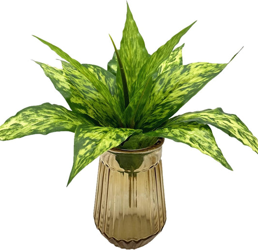 Artificial Agave Fake Plants, Faux Shrubs Grass Bushes Plant Plastic Flowers for Wedding Party Office Indoor Outdoor Room Yard Garden Greenery Leaves Decor Planter Filler Decoration Yellow 2 Pack