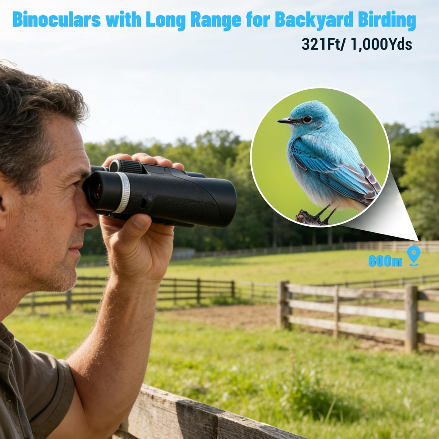 10x42 HD Binoculars for Adults High Powered - Large View Lightweight Compact Binocular with BAK4 Prism FMC Lens Carrying Bag - IPX7 Waterproof Binoculars for Bird Watching Hunting Travel