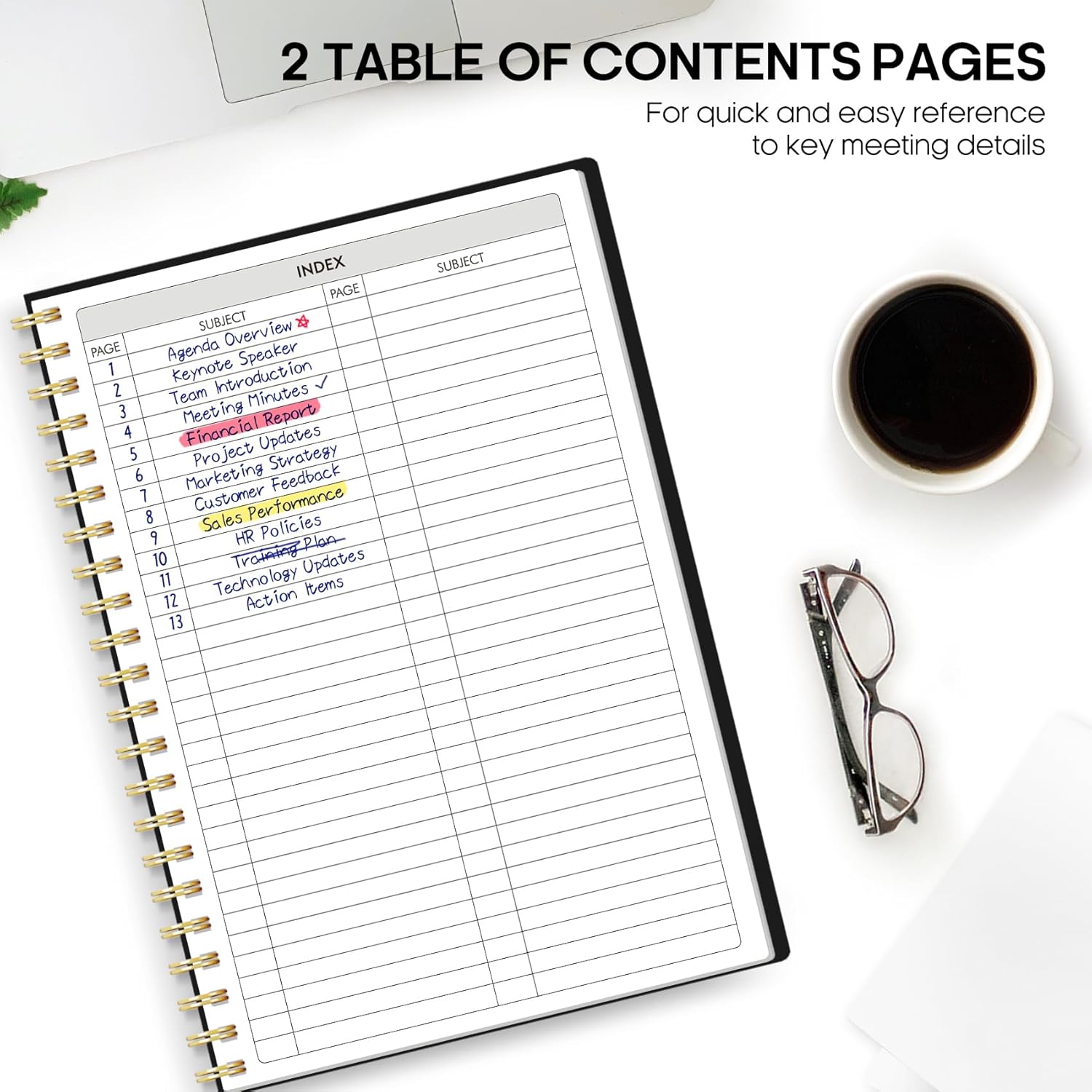 Meeting Notebook for Work Organization - Work Planner Notebook with Ac