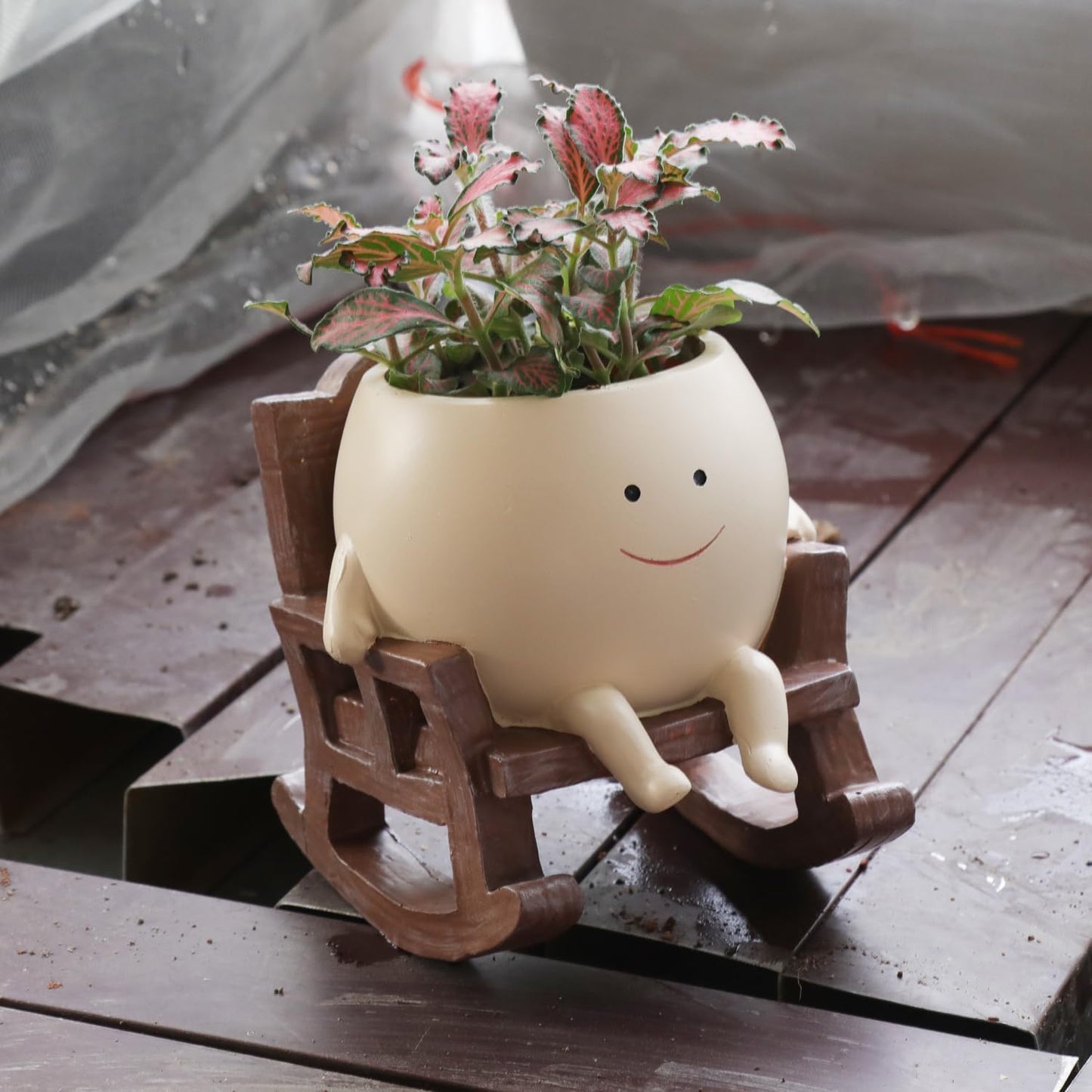 Smily Face Planter Pot Cute Resin Flower Head Planters for Indoor Outd