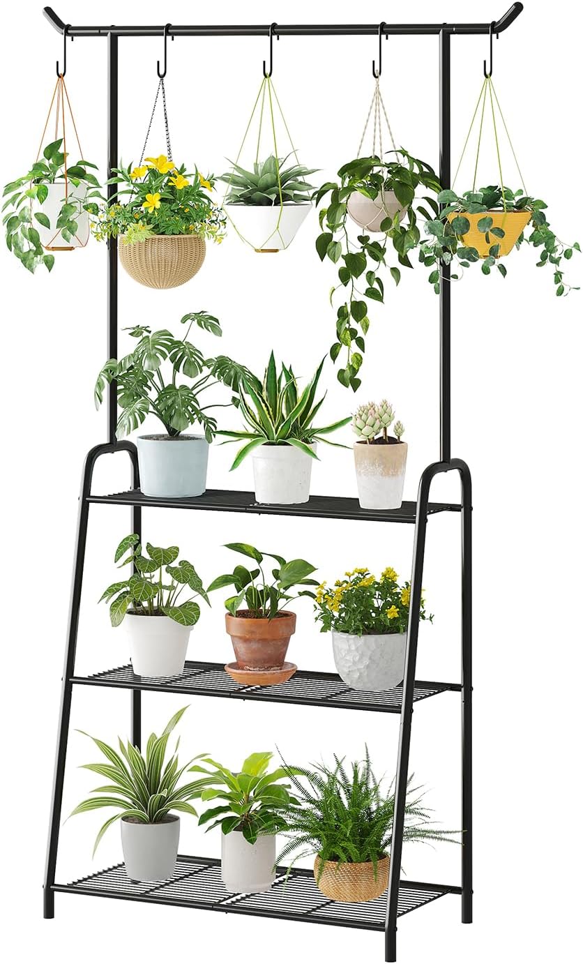 Plant Stand Indoor Outdoor,Metal Plant Stands for Multiple Plants,3 Ti