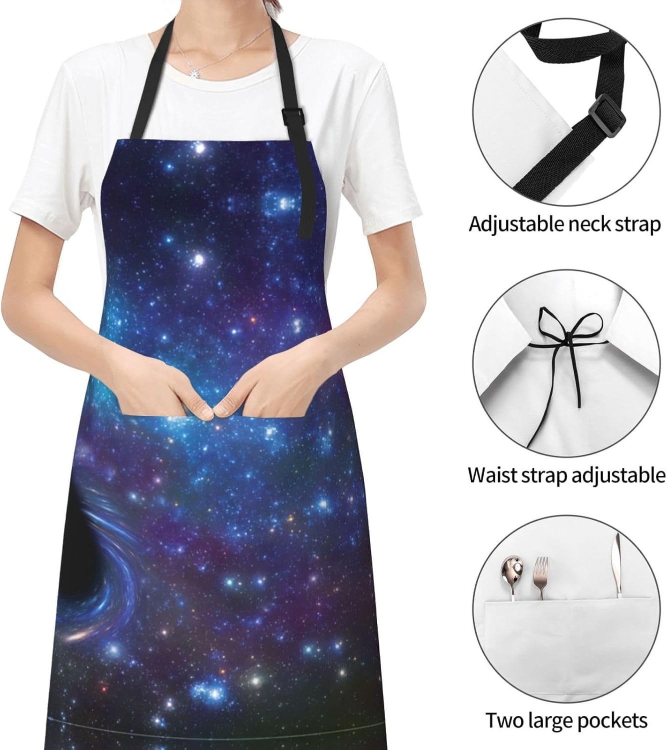 Galaxy print Waterproof apron with pocket adjustable cooking apron for adult kitchen bibs to bake