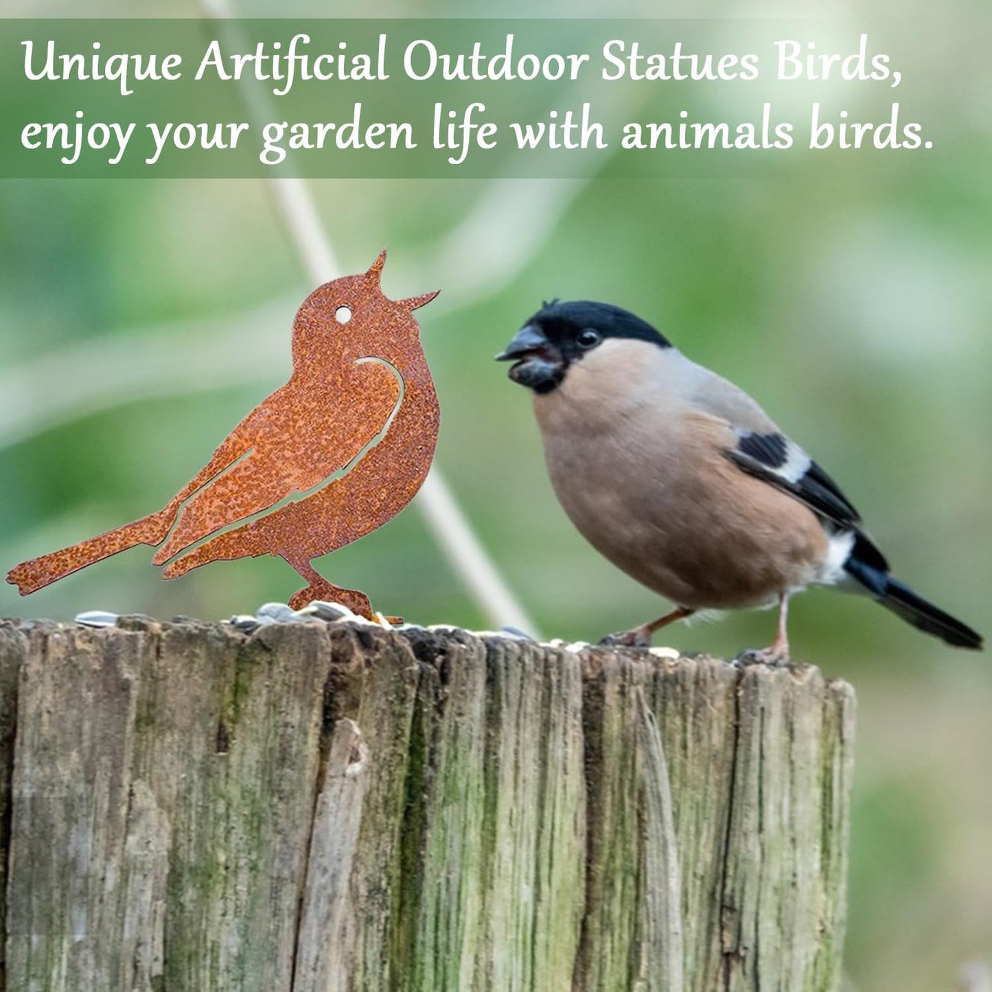 5PCS Rusty Metal Birds Decorations - Handmade Yard Art & Garden Sculptures, Rustic Metal Garden Decor for Outdoor Fences, Patio, and Bird Lovers