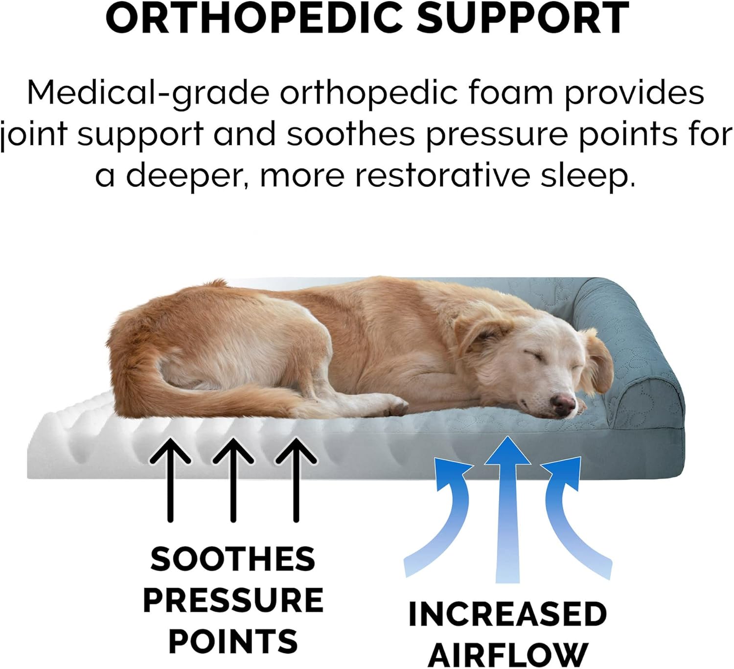 Furhaven Orthopedic Dog Bed for Large/Medium Dogs w/ Removable Bolster