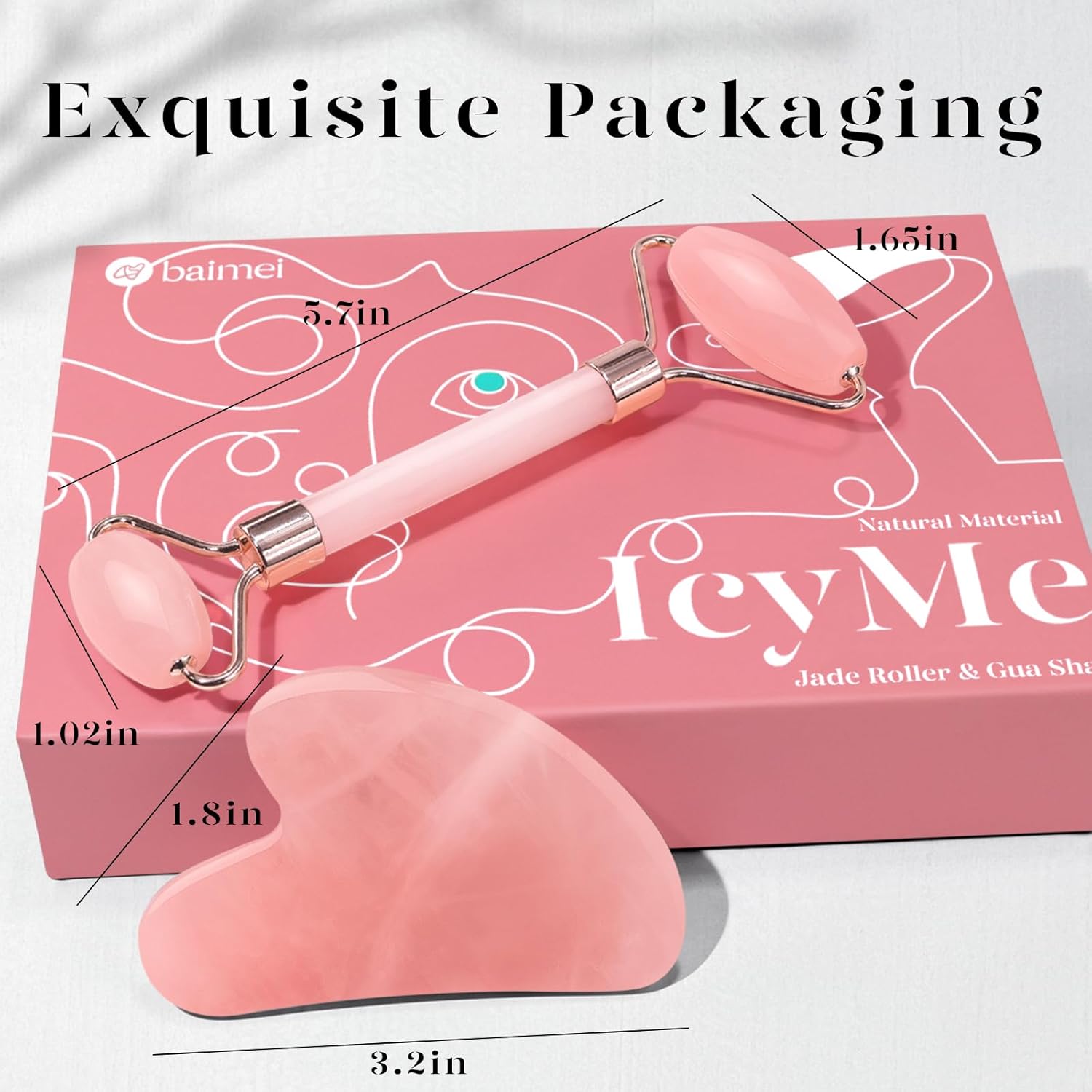 BAIMEI IcyMe Jade Roller & Gua Sha, Face Roller Redness Reducing Skin 
