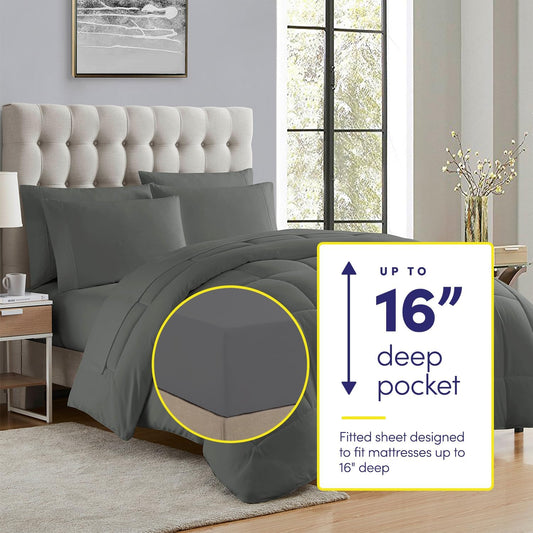 Sweet Home Collection 5 Piece Comforter Set Bag Solid Color All Season
