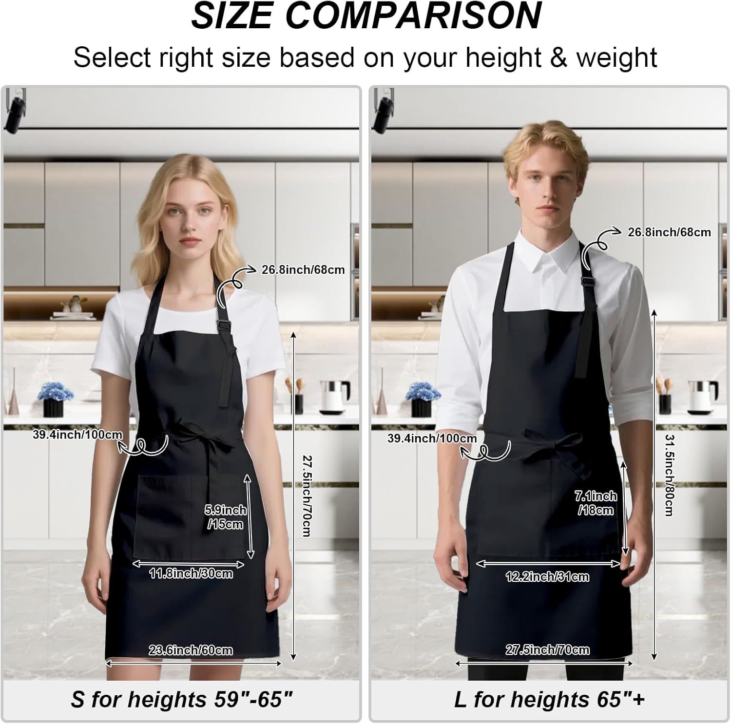 15 Pcs Adult Aprons Bulk with Pockets Adjustable Bib Chef Apron for Wo