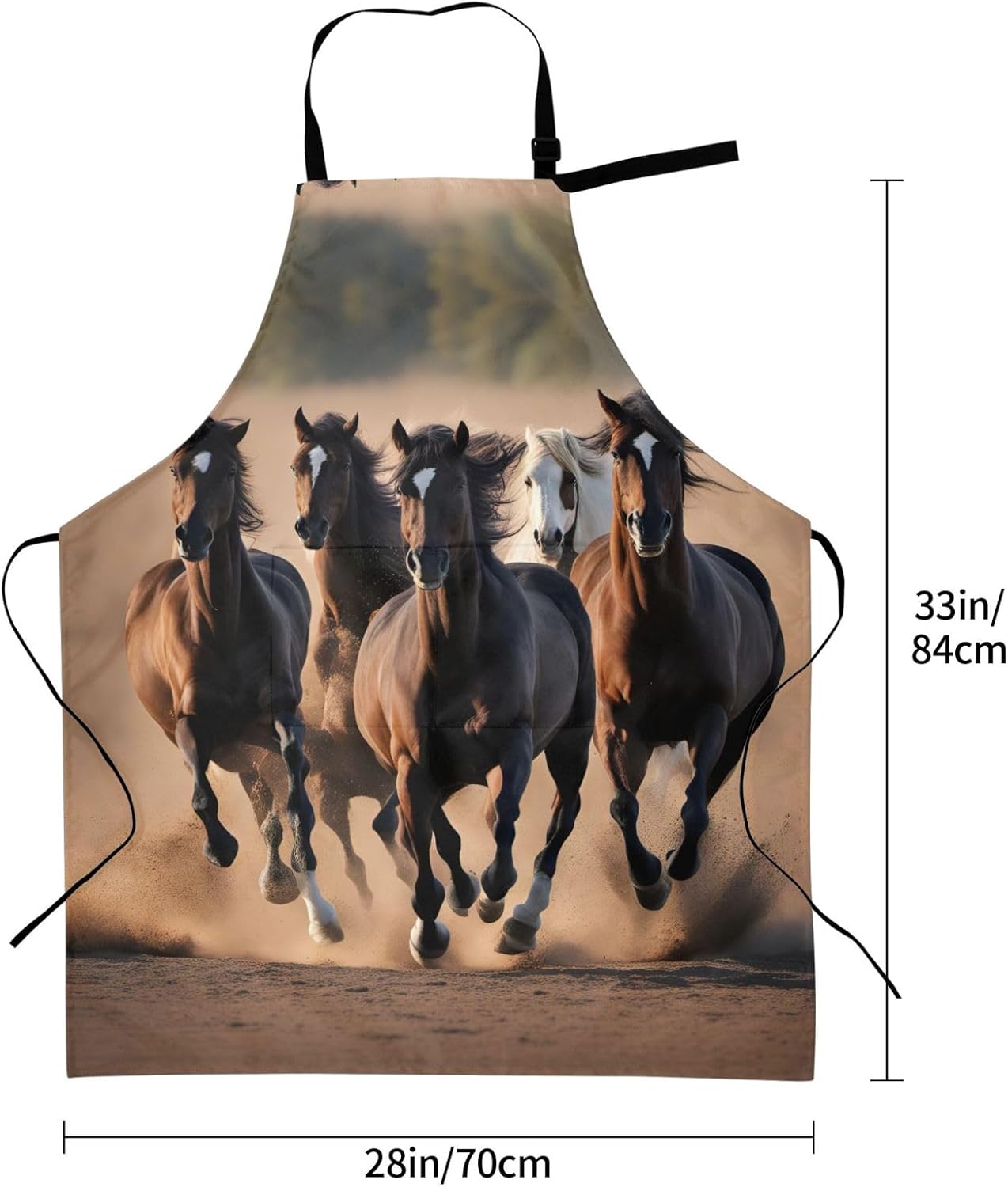 running horses print Waterproof chef's apron with pocket apron for kit