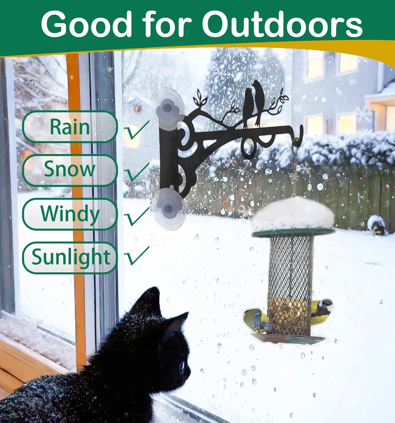 Metal Window Mounted Hummingbird Feeder Hanger Hook with Strong Suction Cups for Outdoors Window Viewing, Hanging Glass Bird Feeders, Wind Chimes & Plants