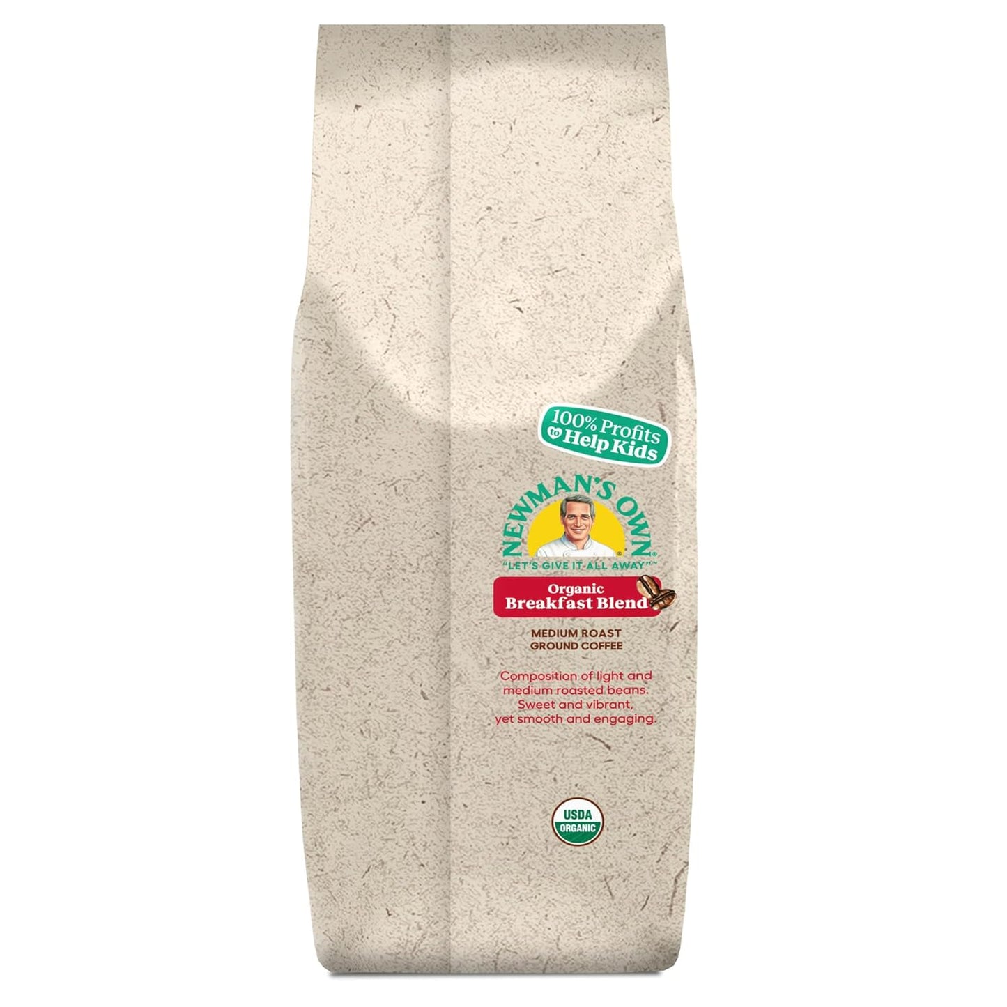 Newman's Own Organics Breakfast Blend, Ground Coffee, Fair Trade Certified, Medium Roast, Bagged 10oz