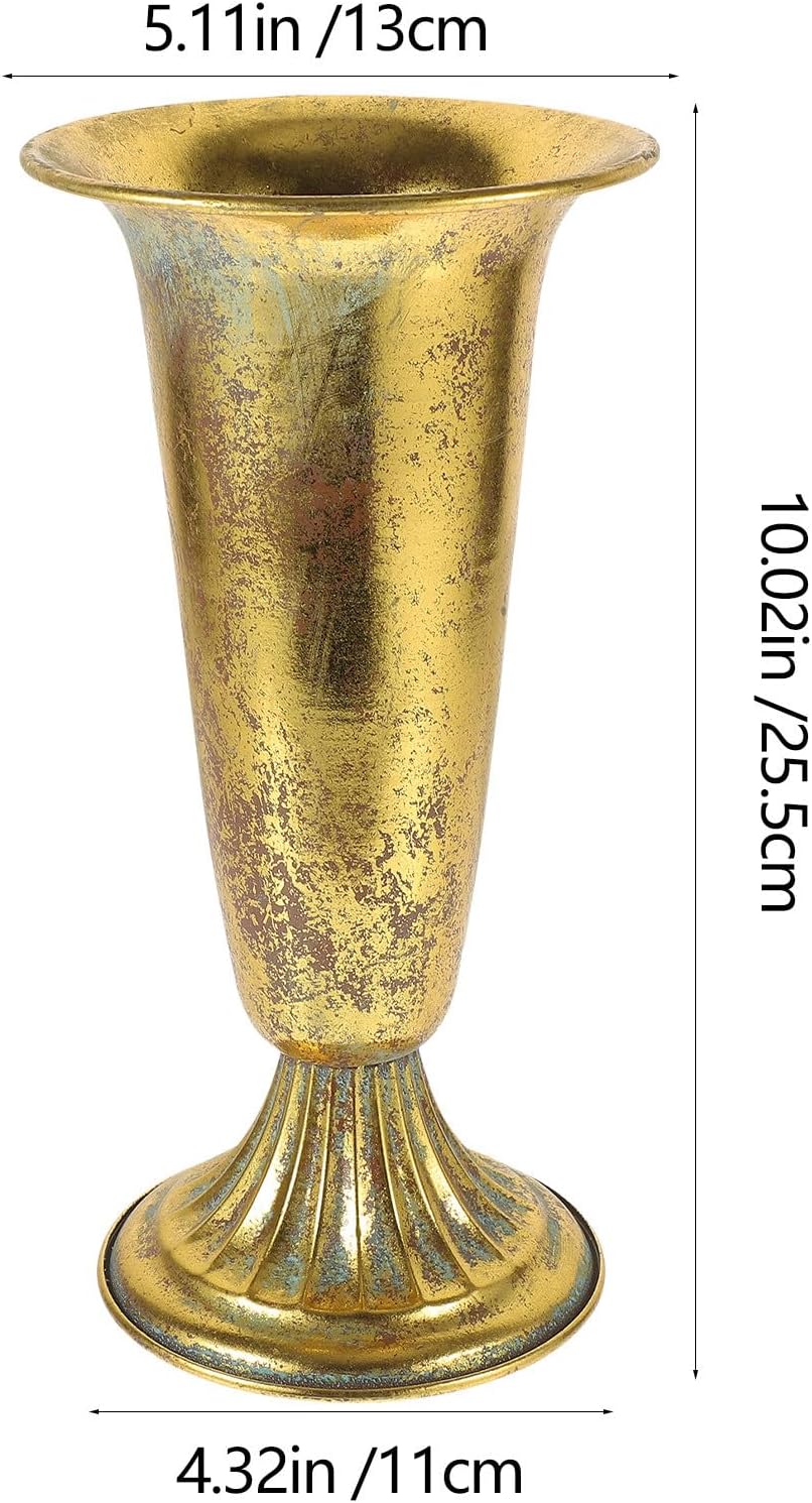 Vintage Metal Flower Pot Retro Iron Planter Rustic Wedding Table Vase Home Desktop and Office Decoration Floral Arrangement Container