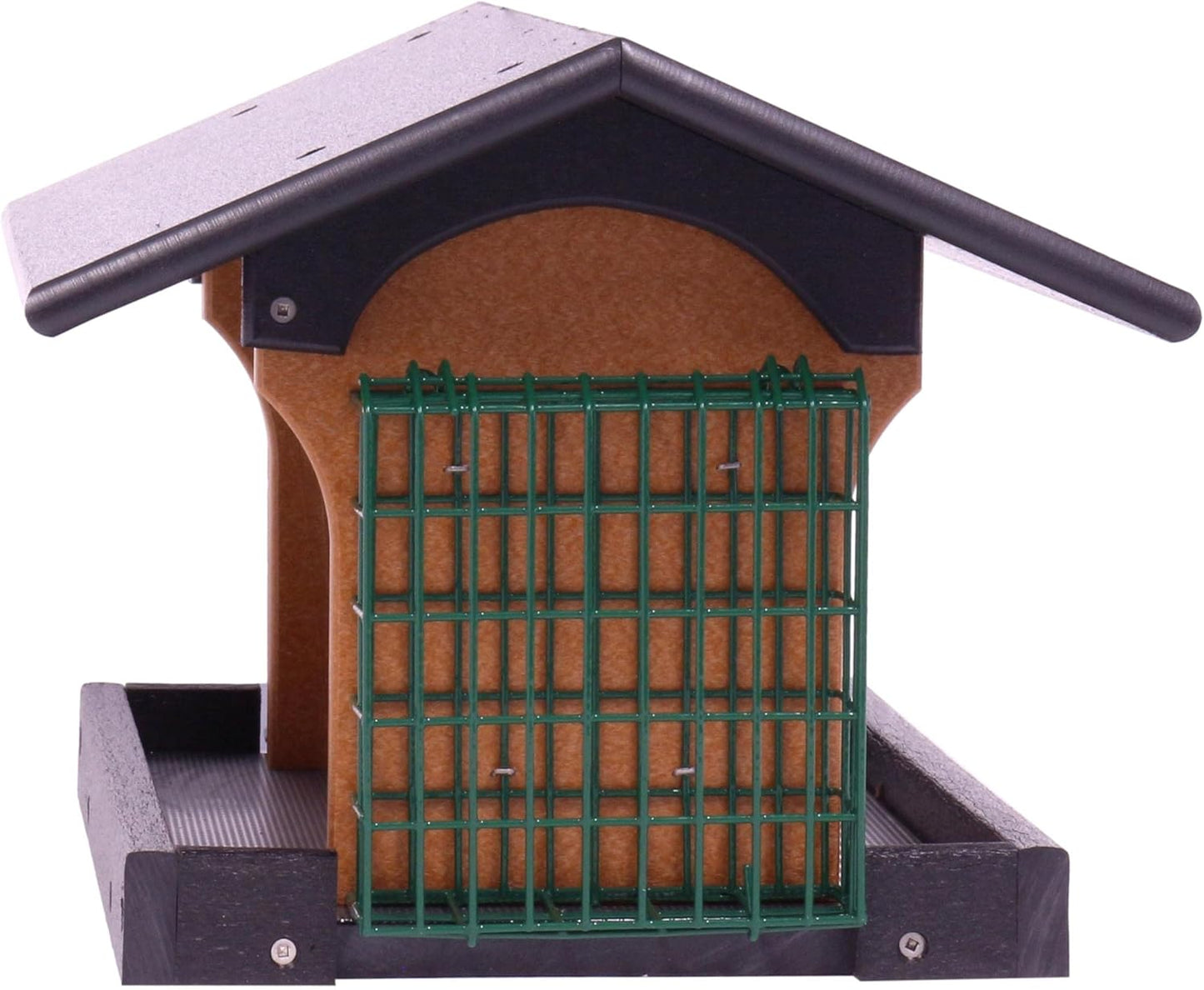 AmishToyBox.com Deluxe Bird Feeder with Suet Holders, Made with Eco-Friendly Poly Lumber (Black/Cedar)