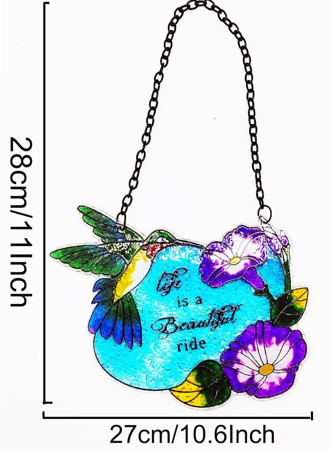 Stained Glass Window Hanging Hummingbird Suncatcher for Window and Hom