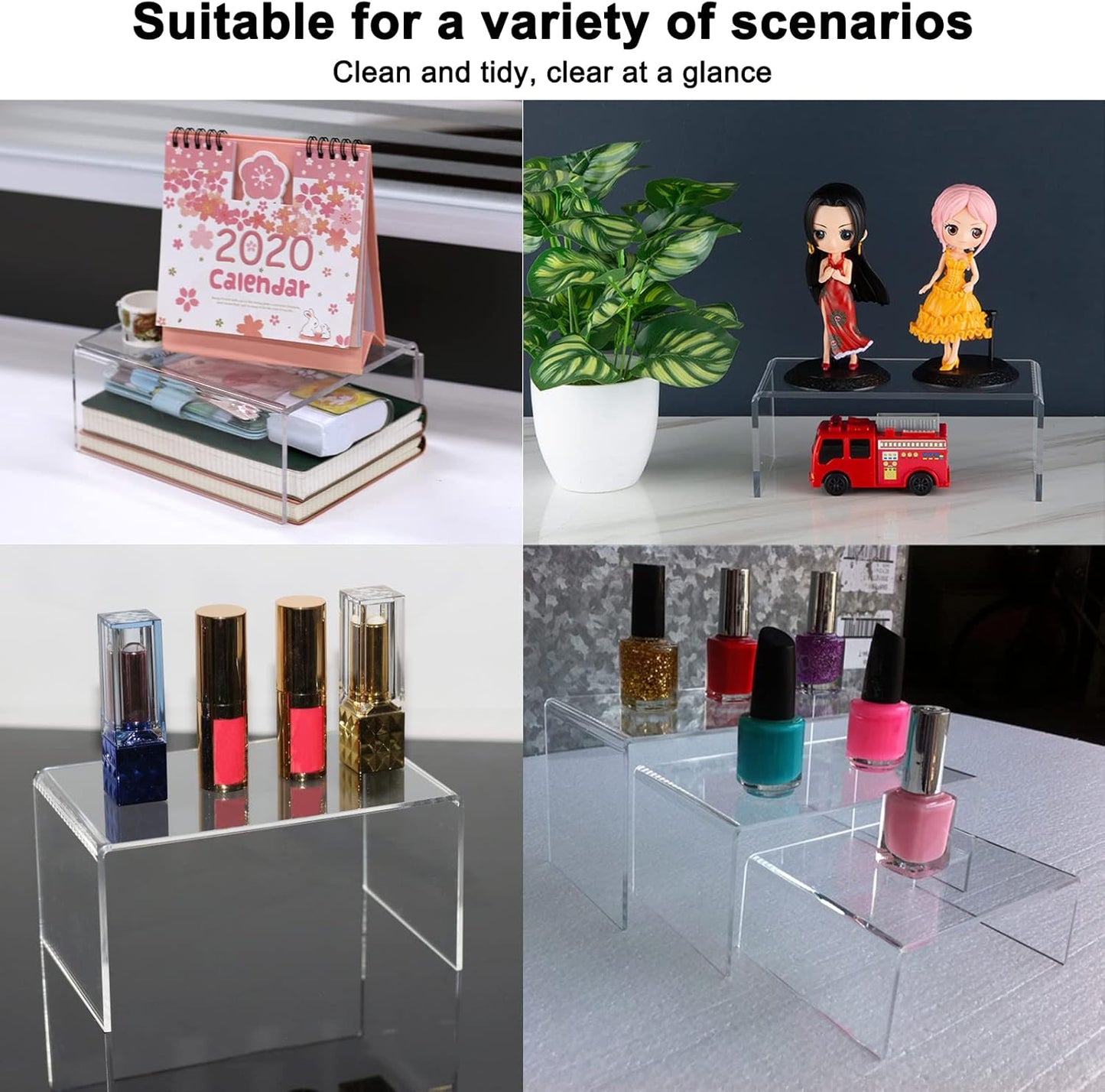2 Sets Acrylic Display Risers(3",4",5") Clear Product Stand,Cupcakes Holder Dessert Transparent Showcase Stands, Candy Bar Risers, Lifts for Figures