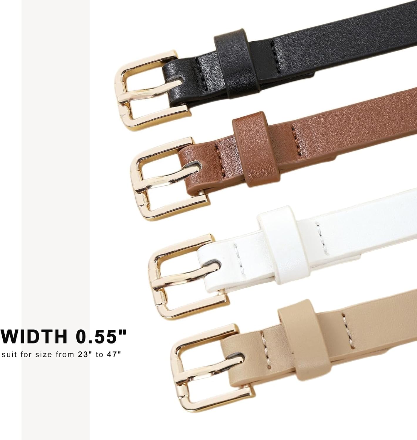 HOTWILL 4 Pack Women Skinny Belts for Jeans Dress Thin Waist Belt for 