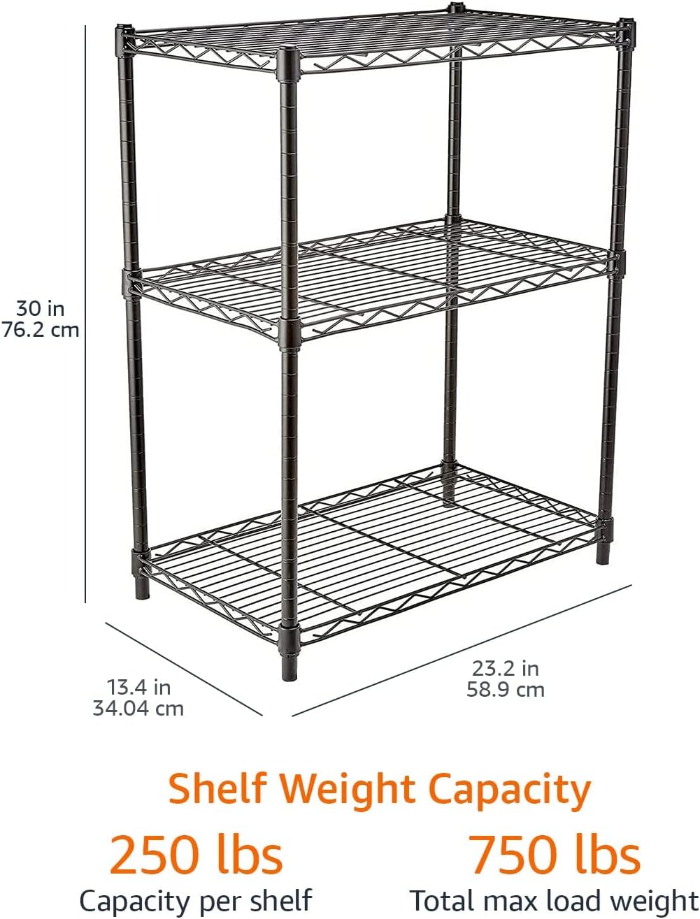 Amazon Basics 3-Shelf Adjustable Heavy Duty Steel Wire Rack Storage Sh