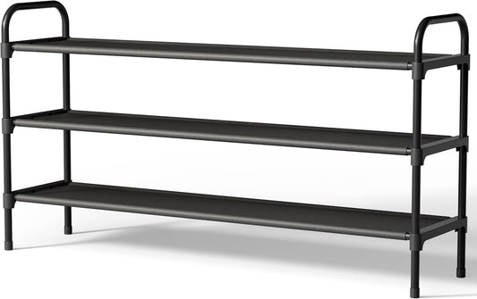 Kitsure Extra-Long Shoe Rack for Closet, Shoe Organizer for Front Door Entrance, Stackable Shoe Shelf, Detachable Closet Organizers and Storage, 39.0" Wide - 3 Tier, Black