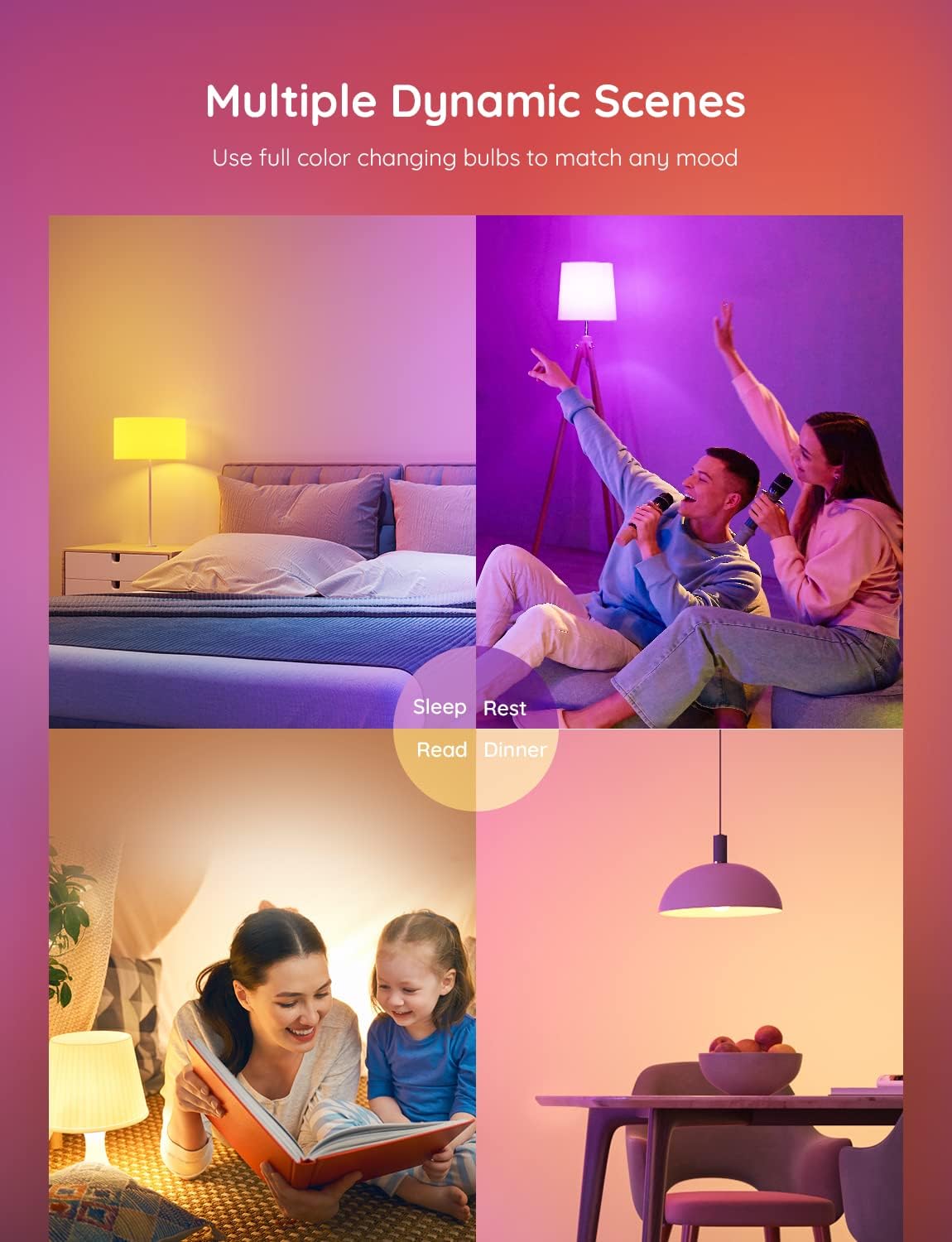 Govee LED Smart Light Bulbs, 1000LM Color Changing Light Bulb, Wi-Fi & Bluetooth Light Bulbs, Work with Alexa and Google Assistant, Dimmable RGBWW A19 75W Equivalent Smart Bulbs, 2 Pack