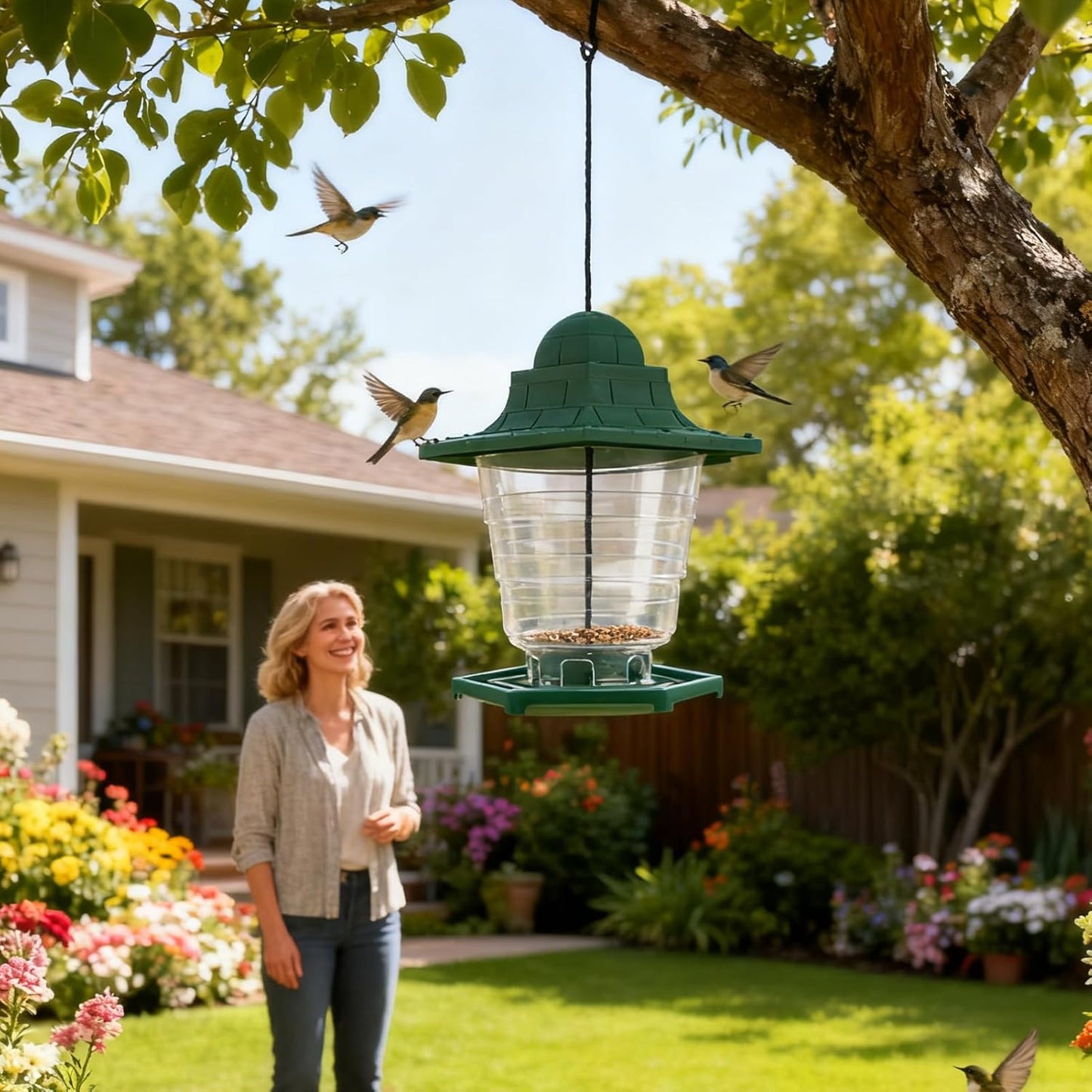 Hangable Bird Feeders for Outdoors | Weather Proof Feeding Bowl | Wild Bird Feeder for Outdoors,for Backyard Garden Patio Deck Balcony Railing Winter Birdwatching View