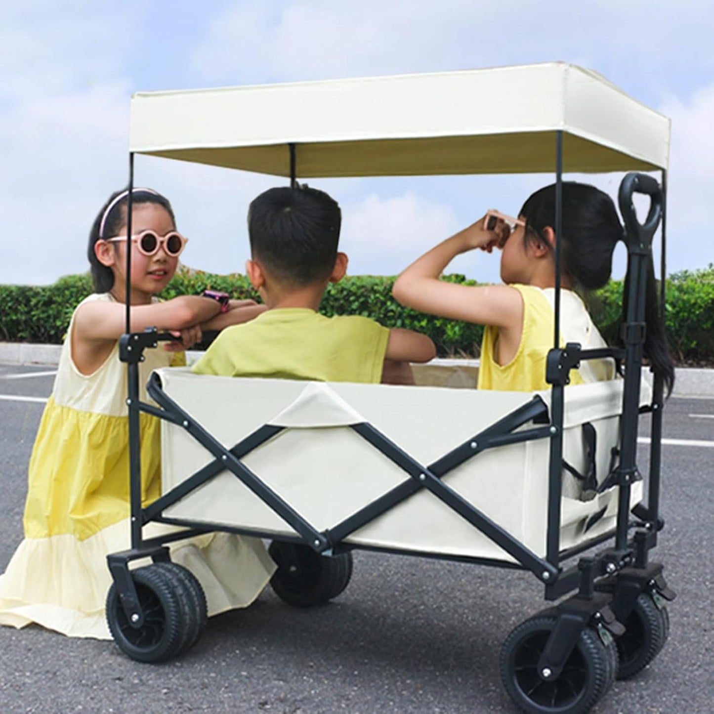 Folding Trolley Awning Sun Protections Trolley Cart Awning Canopy for Outdoor Camping Beach Cart Shopping Awning Canopy