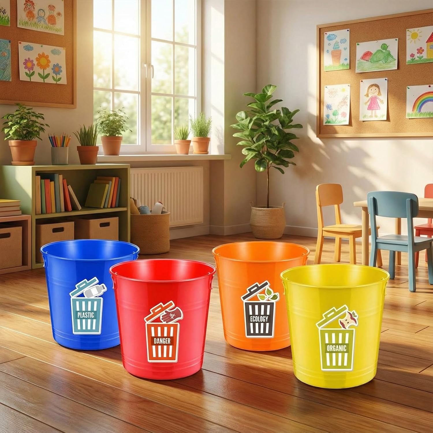 meekoo 12 Pcs Plastic Buckets with Handles Bulk Colorful Ice Buckets 3
