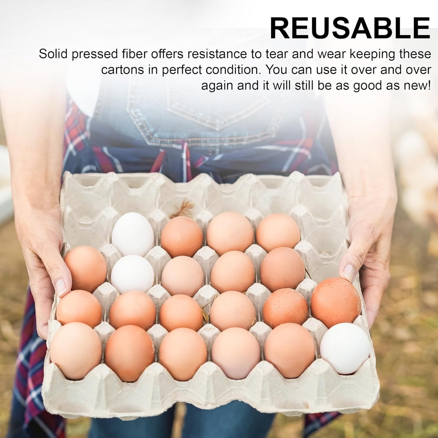MT Products Pulp Fiber Egg Flat Cartons Holds 30 Eggs - Egg Crate for Chicken Farm (Pack of 15) - Made in the USA
