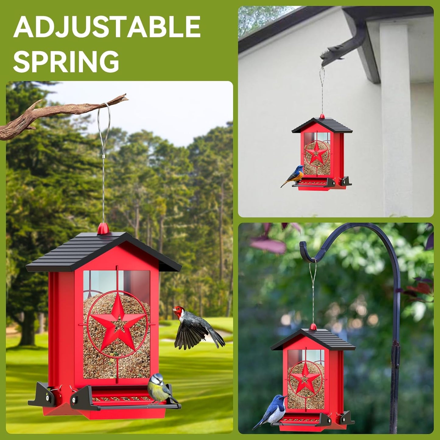 Squirrel Proof Bird Feeders for Outdoors Hanging, Metal Wild Bird Feed