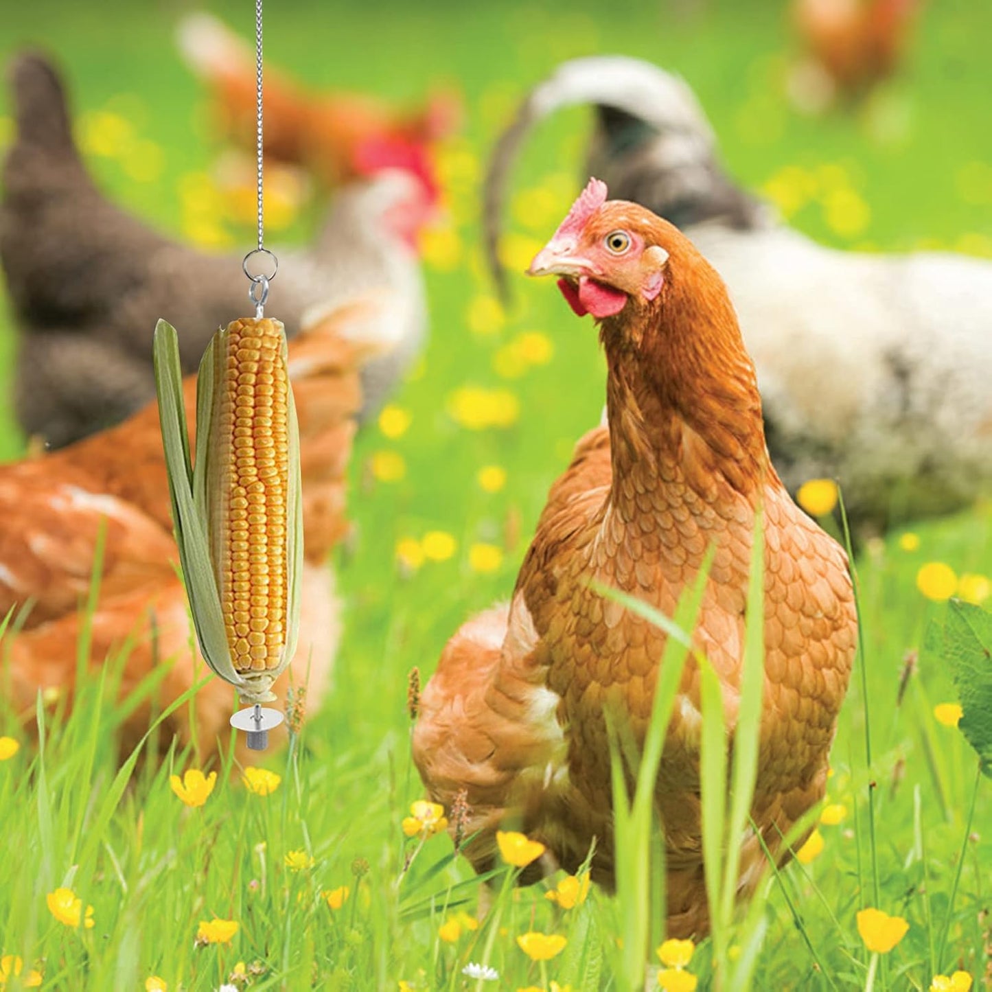 BUYTER Chicken Hanging Feeder Toy Vegetable Skewer Fruit Holder for Hens