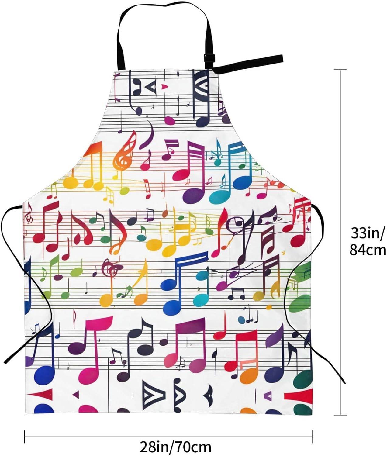 Colorful Music Notes print Waterproof chef's apron with pocket apron f